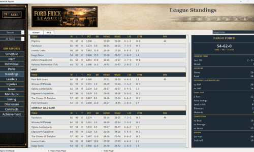 Reports Standings